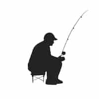 Free vector flat design man fishing silhouette