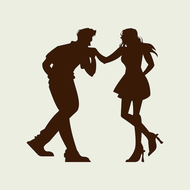 Flat design man kissing woman's hand silhouette