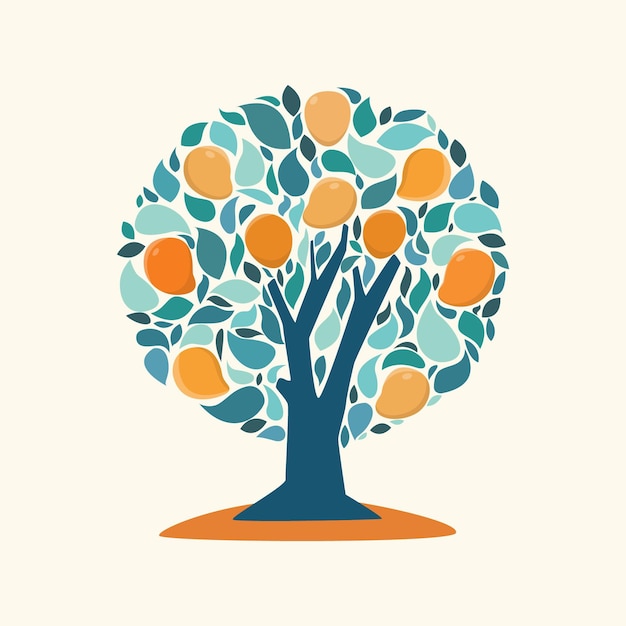 Flat design mango tree illustration