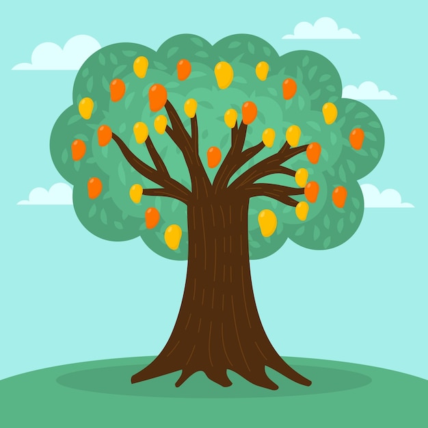 Free vector flat design mango tree illustration