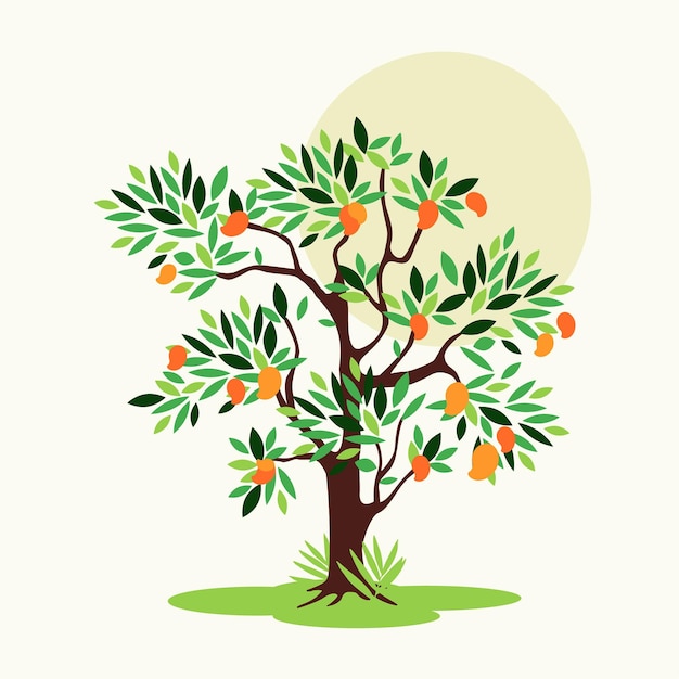 Free vector flat design mango tree with leaves