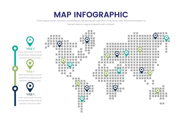 Бесплатное векторное изображение Плоский дизайн карты инфографики