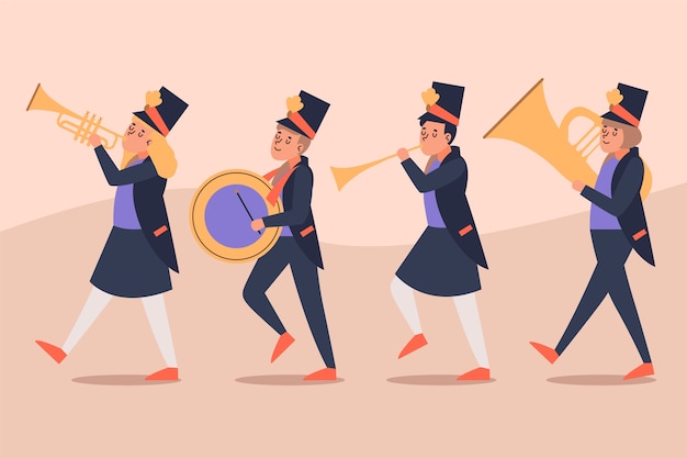 Flat design marching band illustration