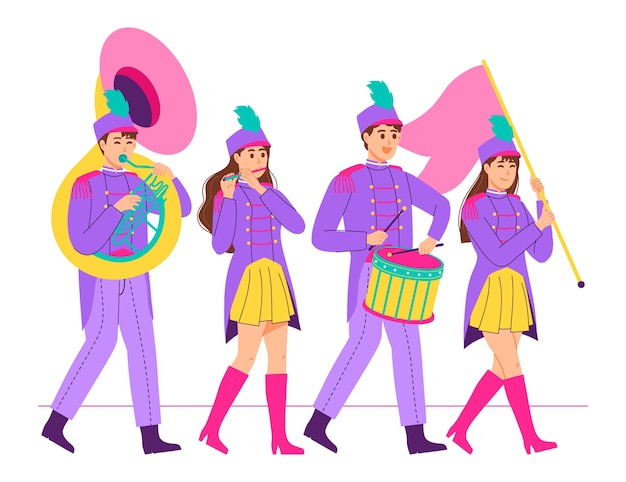 Free vector flat design marching band illustration