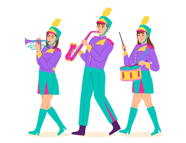 Free vector flat design marching band illustration