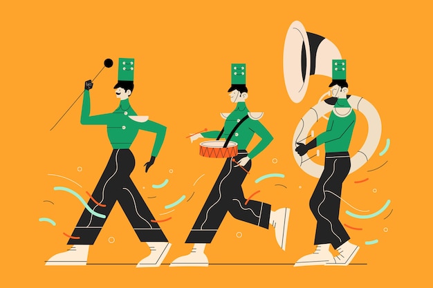 Free vector flat design marching band illustration