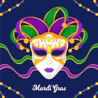 Vettore gratuito maschera colorata mardi gras design piatto