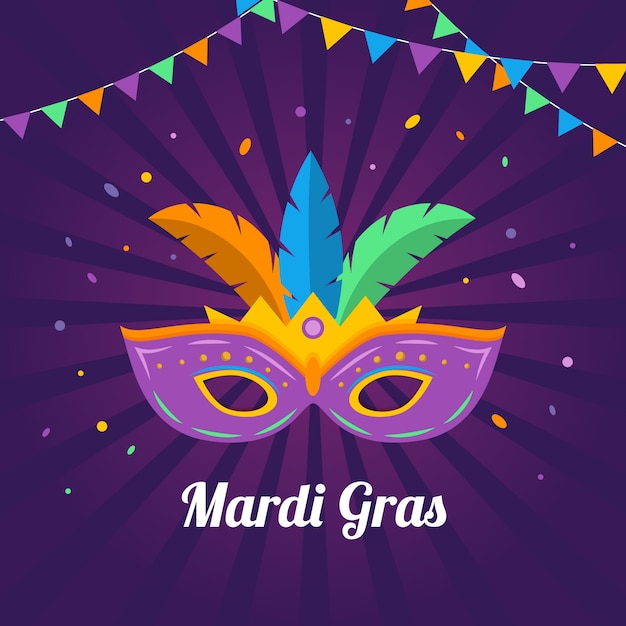 Flat design mardi gras concept