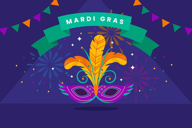 Flat design mardi gras concept