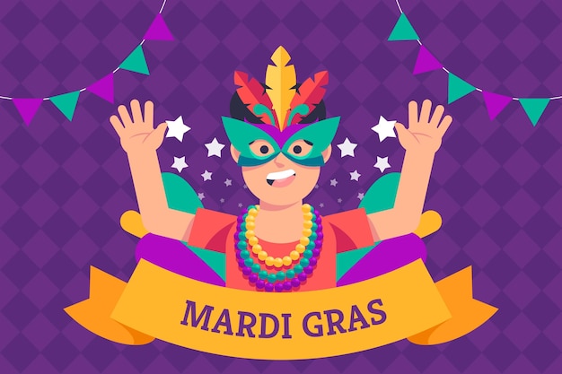 Vettore gratuito concetto di design piatto mardi gras