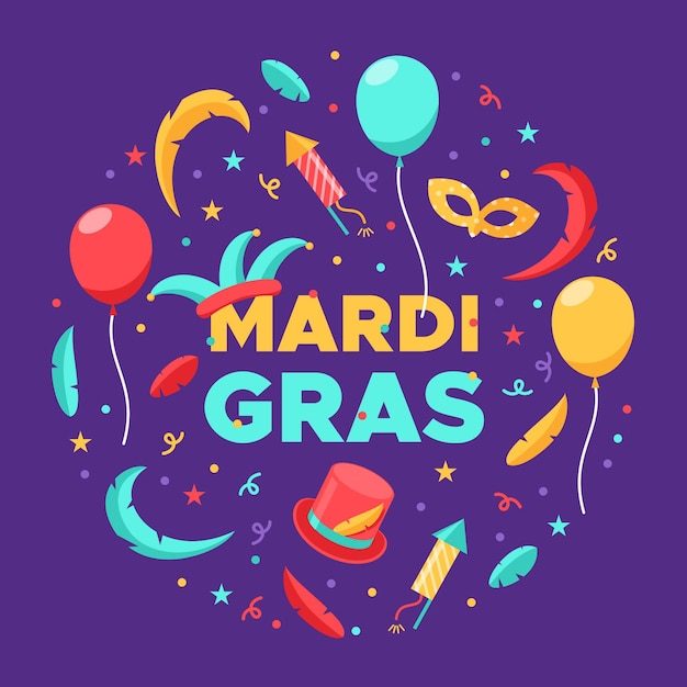 Free vector flat design mardi gras concept