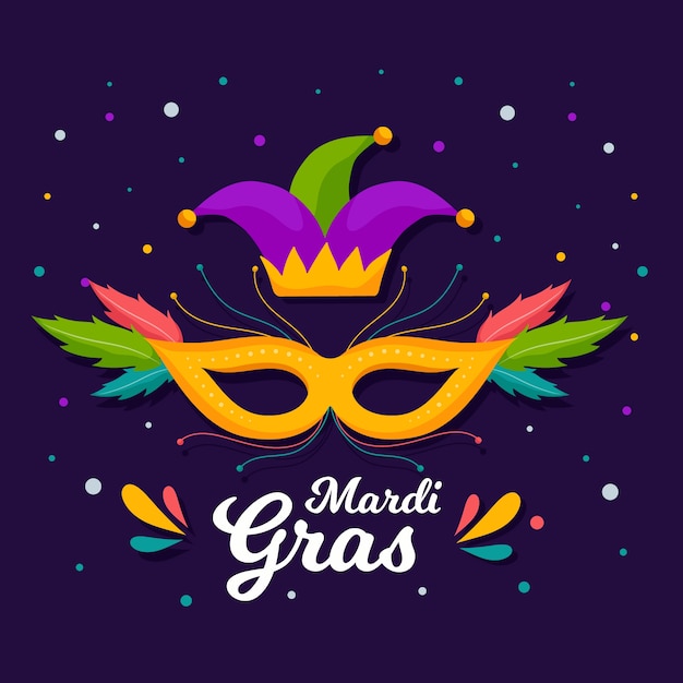 Vettore gratuito design piatto lettering mardi gras