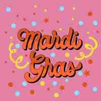 Vettore gratuito lettering mardi gras design piatto