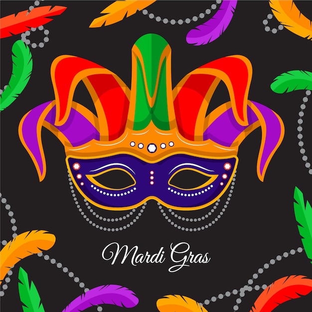 Free vector flat design mardi gras mysterious mask