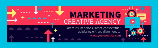 Flat design marketing agency linkedin banner template