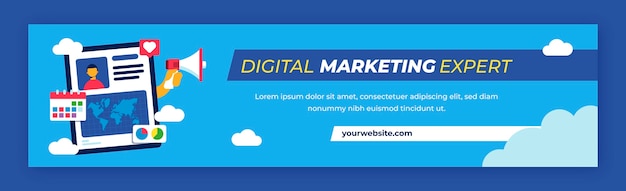 Free vector flat design marketing agency  linkedin banner