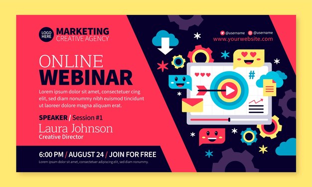 flat design marketing agency webinar template