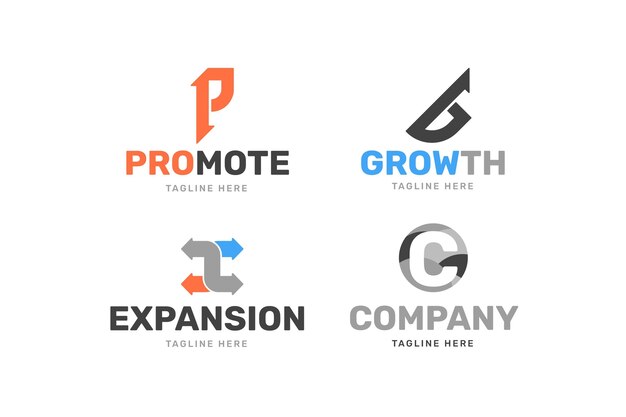 Плоский дизайн коллекции маркетинговых логотипов