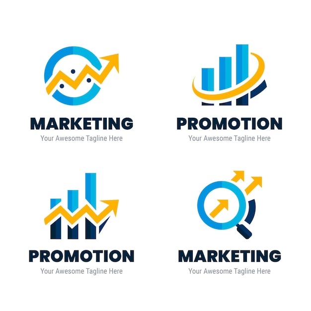 Flat design marketing logo collection