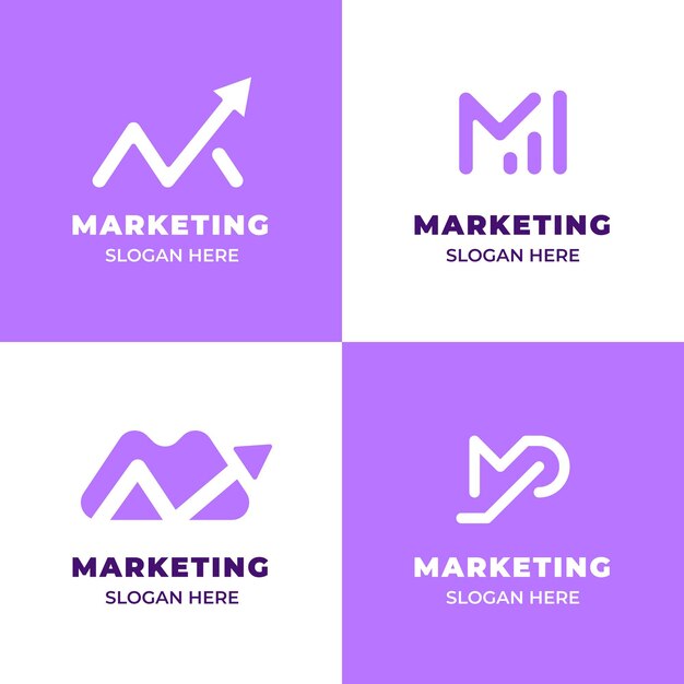 Flat design marketing logo set