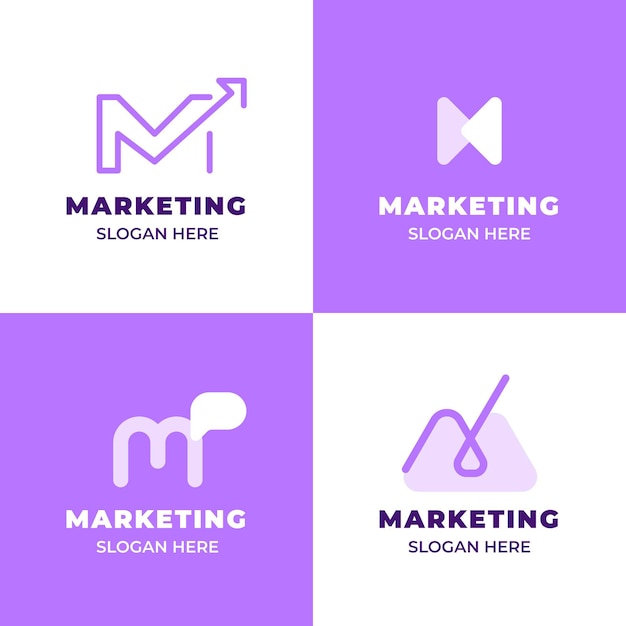 Vettore gratuito set logo marketing design piatto
