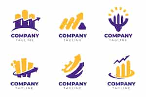 Free vector flat design marketing logo template set