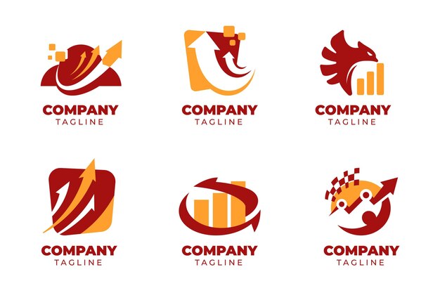 Flat design marketing logo template set
