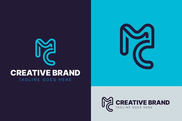 Vettore gratuito design piatto mc logo design