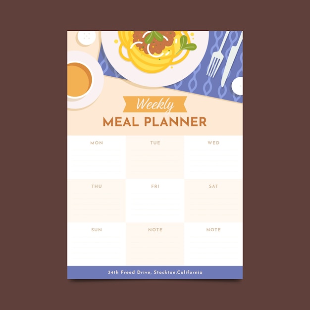 Free vector flat design meal planner design