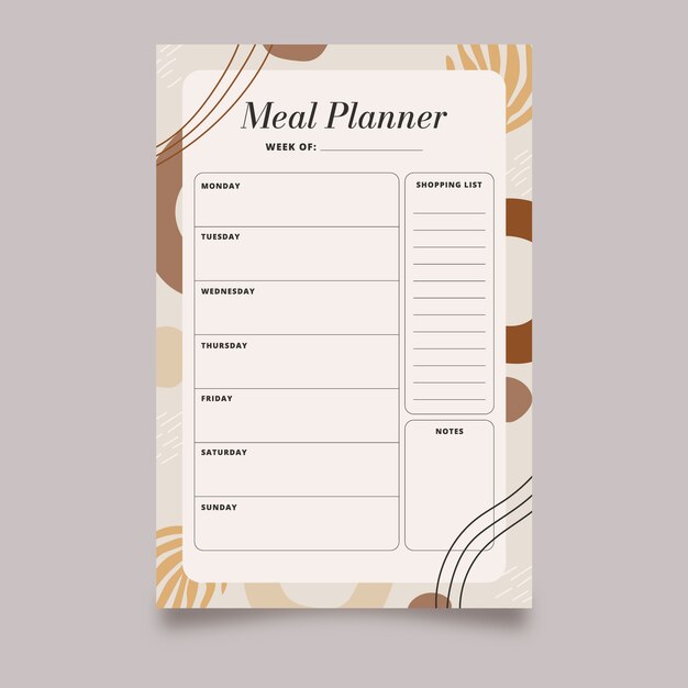 Flat design meal planner template