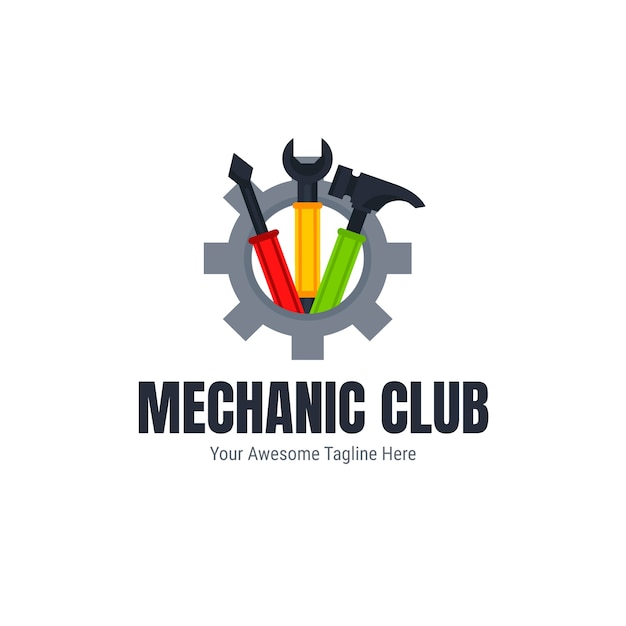 Free vector flat design mechanical engineering logo template