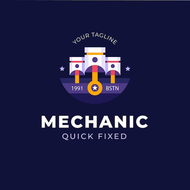 Flat design mechanical engineering logo