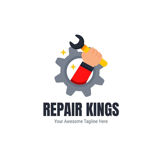 Free vector flat design mechanical repair logo template