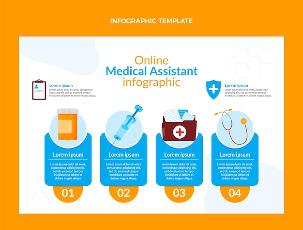 Infografica per assistente medico design piatto