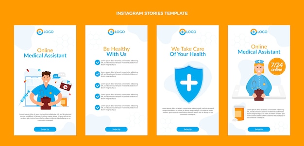 Storie di instagram di assistente medico di design piatto
