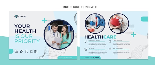 Плоский дизайн шаблона медицинской брошюры