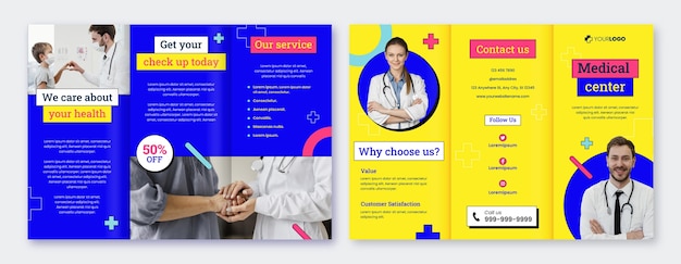 Free vector flat design medical care brochure template