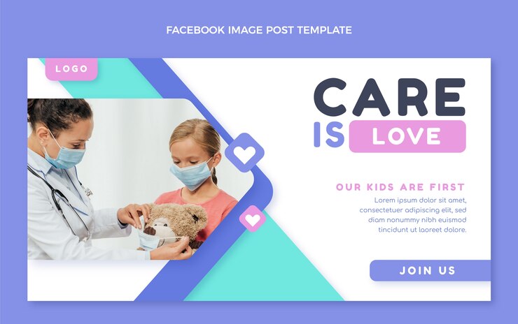 無料Vector フラットデザイン医療フェイスブック投稿