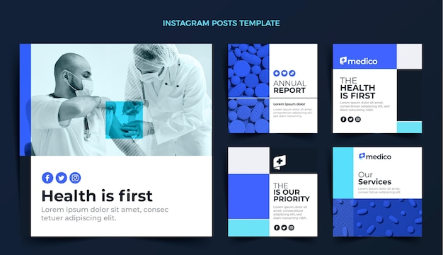 Free vector flat design medical care instagram posts