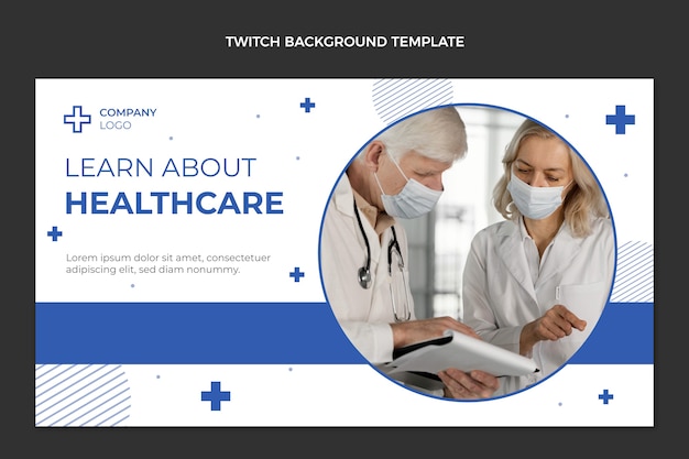 Flat design medical care twitch background