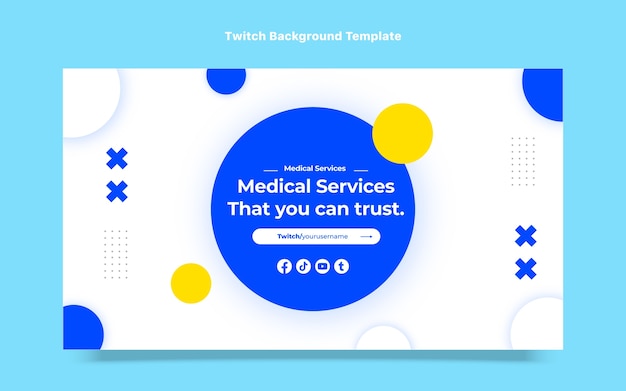 Flat design medical care twitch background