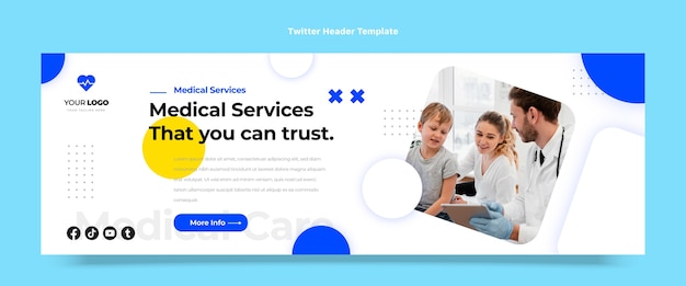 Free vector flat design medical care twitter header