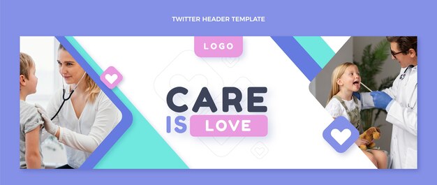 Flat design medical care twitter header