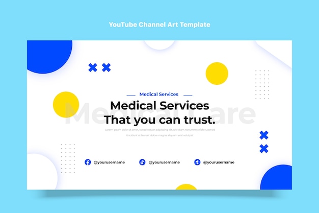 Flat design medical care youtube channel art
