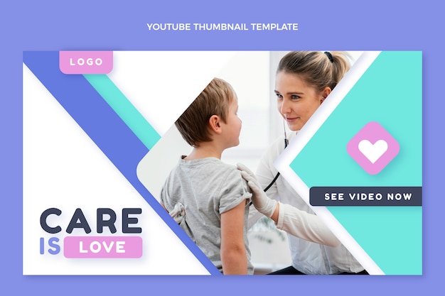 Free vector flat design medical care youtube thumbnail