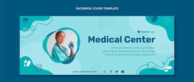 Vettore gratuito copertina facebook del centro medico dal design piatto