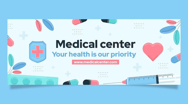 Бесплатное векторное изображение Плоский дизайн обложки facebook для медицинского центра