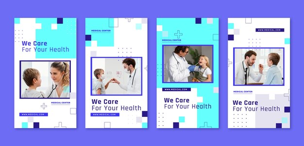 flat design medical center instagram stories