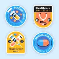 Free vector flat design medical center labels