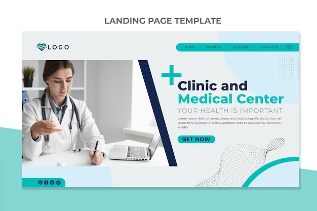 Flat design medical center landing page